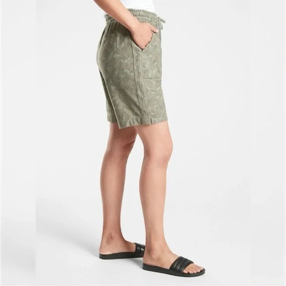 Athleta Farallon Short Bermuda Cotton Camo Olive Green Casual Lounge Travel 0 - Picture 2 of 10
